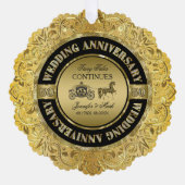 Glam 50. Wedding Anniversary-Horse & Carriage Ornament Karte (Vorderseite)