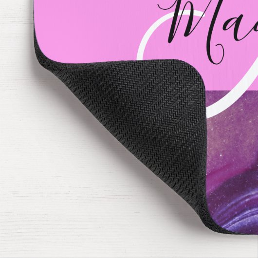 Glam Abstrakt Lila Shimmer Textur Rosa Monogramm Mousepad (Ecke)