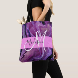 Glam Abstrakt Lila Shimmer Textur Rosa Monogramm Tasche