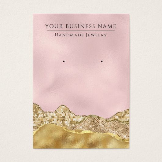 Glam Abstrakt Pink Gold Ohring Display Cards (Vorderseite)