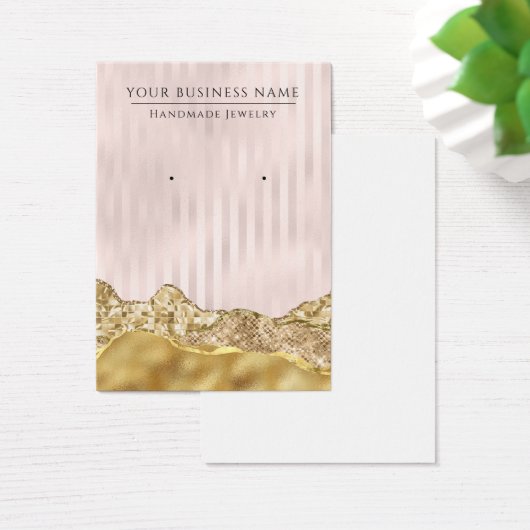 Glam Abstrakt Pink Gold Ohring Display Cards (Schreibtisch)