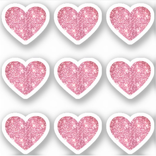Glam Aesthetic Girly Pink Glitzer Heart 9 Pack Aufkleber (Vorderseite)