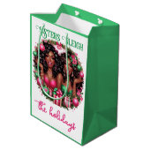 Glam African Women Christmas Pink/Green Mittlere Geschenktüte (Rückseite Schrägansicht)