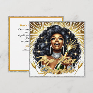 Glam Afrikanische Amerikanerin glücklich Neues Jah Karte