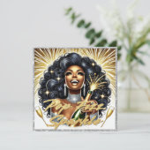 Glam Afrikanische Amerikanerin glücklich Neues Jah Karte (Stehend Vorderseite)