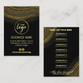 Glam Agate Black Gold Duft List Business Card Visitenkarte (Vorne/Hinten)