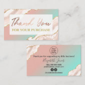 Glam Agate Pink Blue Vielen Dank für Ihren Kauf Visitenkarte (Vorne/Hinten)