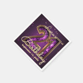 Glam Amethyst Purple Crystal Gold 21st Birthday Serviette (Ecke)