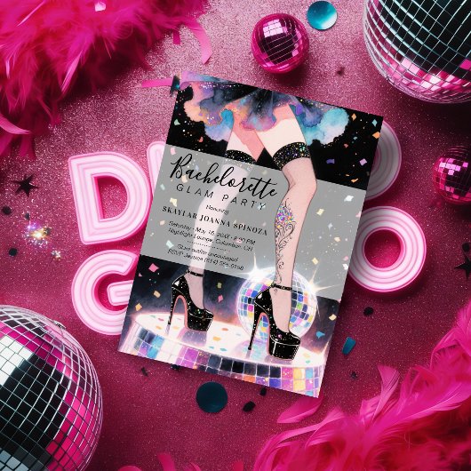Glam and Funny Go-go Dancing Disco Bachelorette Einladung