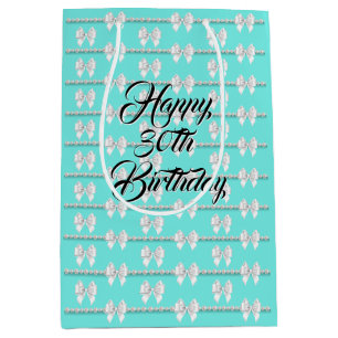 Glam Aqua Blau Tiffany Perlen Thema 30. Geburtstag Mittlere Geschenktüte