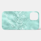 Glam Aqua Blue Foil Confetti Case-Mate iPhone Hülle (Rückseite (Horizontal))