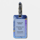 Glam Aqua Blue Water Droplets Ombre | Monogramm Gepäckanhänger (Rückseite vertikal)