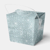 Glam Aqua Glitzy Silver Sparkle Geschenkschachtel (Rückseite)