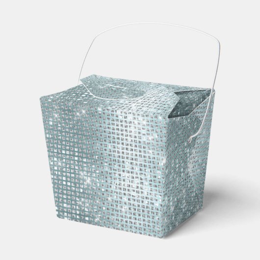 Glam Aqua Glitzy Silver Sparkle Geschenkschachtel (Vorderseite)