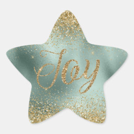 Glam Aqua Green Gold Glitzer Joy Stern-Aufkleber