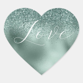 Glam Aqua Pine Green Liebe Herz-Aufkleber