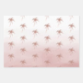 Glam Aqua Rose Gold Tropical Palm Trees Ombre Geschenkpapier Set (Vorderseite 3)