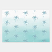 Glam Aqua Rose Gold Tropical Palm Trees Ombre Geschenkpapier Set (Vorderseite 2)