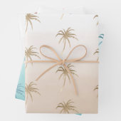 Glam Aqua Rose Gold Tropical Palm Trees Ombre Geschenkpapier Set (Beispiel)