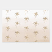 Glam Aqua Rose Gold Tropical Palm Trees Ombre Geschenkpapier Set (Vorderseite)