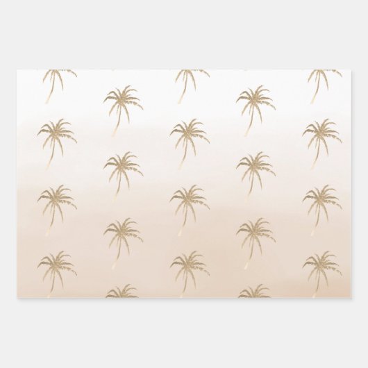 Glam Aqua Rose Gold Tropical Palm Trees Ombre Geschenkpapier Set (Vorderseite)