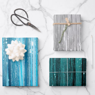 Glam Aqua Sparkle Geschenkpapier Set