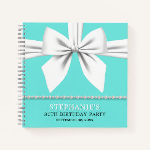 Glam Aqua Tiffany Theme Birthday Guest Book Notizblock
