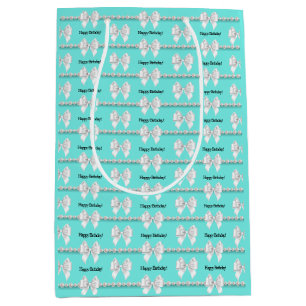 Glam Aqua Tiffany Theme Bougie Happy Birthday Mittlere Geschenktüte