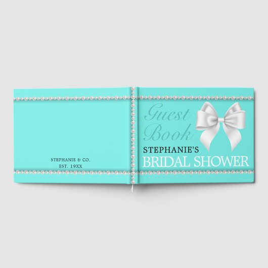 Glam Aqua Tiffany Theme Brautparty Guest Book Gästebuch (Voll)