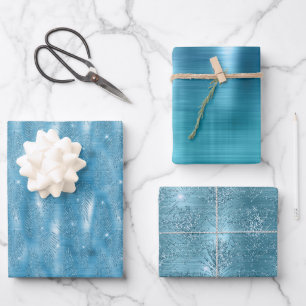 Glam Aqua Tropical Glitzer Blätter