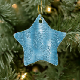 Glam Aqua Tropical Glitzer Blätter Keramik Ornament