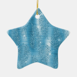 Glam Aqua Tropical Glitzer Blätter Keramik Ornament