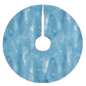 Glam Aqua Tropical Glitzer Blätter Polyester Weihnachtsbaumdecke (Vorderseite)