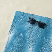 Glam Aqua Tropical Glitzer Blätter Strandtuch (Beispiel)