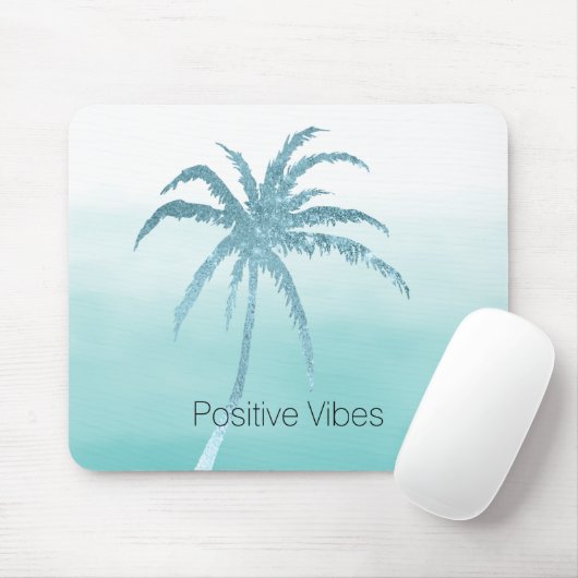 Glam Aqua Tropical Palm Tree Ombre Mousepad (Mit Mouse)
