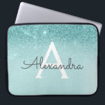 Glam Aquamarin Aqua Blue Glitzer und Sparkle Monog Laptopschutzhülle<br><div class="desc">Glam Aquamarin - Aqua Blue - Mint Ombre Imitats Glitzer und Sparkle Moderne und elegante Monogram Case. Dieser Fall kann so angepasst werden,  dass er Ihren Anfangs- und Vornamen enthält.</div>