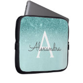 Glam Aquamarin Aqua Blue Glitzer und Sparkle Monog Laptopschutzhülle (Vorne Rechts)