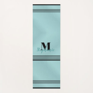 Glam Aquamarin gebürstetes Metall, Mit Monogramm e Yogamatte