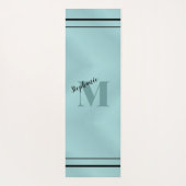 Glam Aquamarin gebürstetes Metall, Mit Monogramm e Yogamatte (Rückseite)