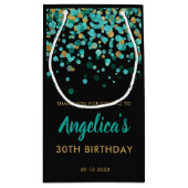 Glam Aquamarin Gold Glitzer Confetti Black Birthda Kleine Geschenktüte (Rückseite)