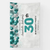 Glam Aquamarin Green Silver Balloon Glitzer Willko Banner (Vertikal)