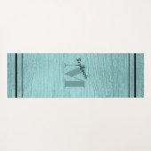 Glam Aquamarin metallisch, schwarz und Mit Monogra Yogamatte (Rückseite (Horizontal))