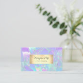 Glam Aquamarin und Lila Iridescent, Gold, QR Code Visitenkarte (Stehend Vorderseite)
