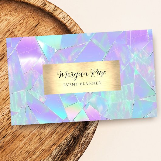 Glam Aquamarin und Lila Iridescent, Gold, QR Code Visitenkarte