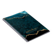 Glam Aquamarin Velvet Agate Geode Gold Script Notizblock (Rechte Seite)
