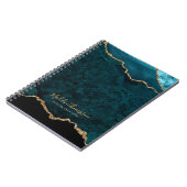 Glam Aquamarin Velvet Agate Geode Gold Script Notizblock (Linke Seite)