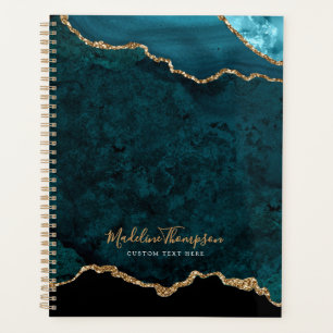 Glam Aquamarin Velvet Agate Geode Gold Script Planer