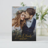 Glam Art Deco Black Gatsby 1920s Style Wedding Dankeskarte (Stehend Vorderseite)