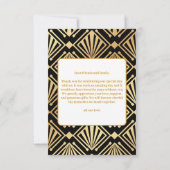 Glam Art Deco Black Gatsby 1920s Style Wedding Dankeskarte (Rückseite)