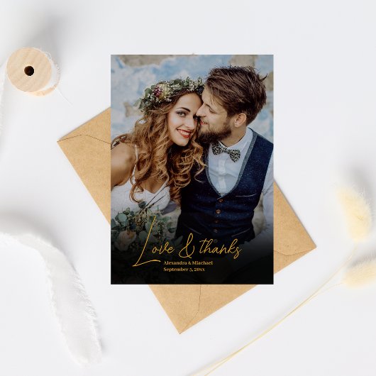 Glam Art Deco Black Gatsby 1920s Style Wedding Dankeskarte